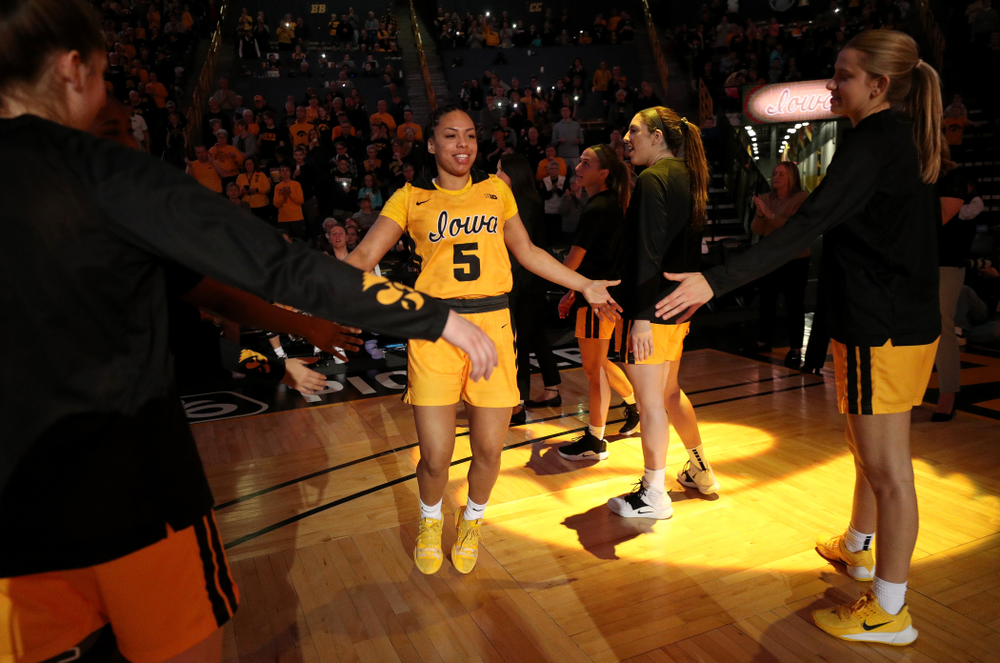 Iowa Hawkeyes guard Alexis Sevillian (5) against the Minnesota Golden Gophers Thursday, February 27, 2020 at Carver-Hawkeye Arena. (Brian Ray/hawkeyesports.com)