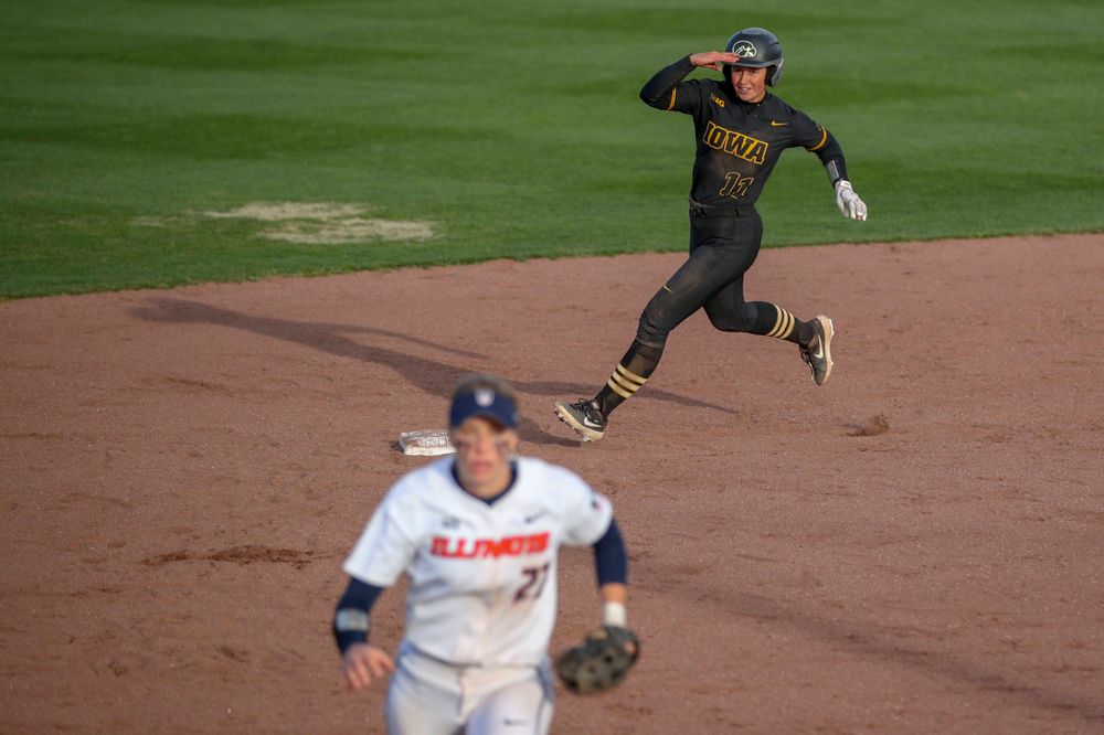 IowaÕs Mallory Kilian (11) at softball vs Illinois game 3 on Saturday, April 13, 2019 at Bob Pearl Field. (Lily Smith/hawkeyesports.com)