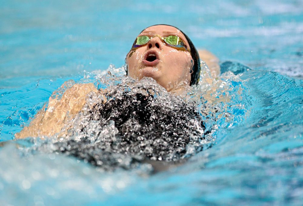 Iowa’s Julia Koluch swims the women’s 200 yard backstroke C final event during the 2020 Women’s Big Ten Swimming and Diving Championships at the Campus Recreation and Wellness Center in Iowa City on Saturday, February 22, 2020. (Stephen Mally/hawkeyesports.com)