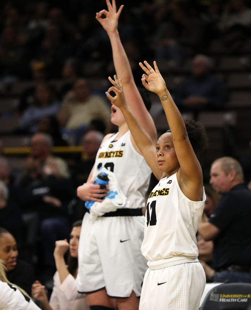 Iowa Hawkeyes guard Tania Davis (11) against the Northern Iowa Panthers in the Hy-Vee Classic Sunday, December 16, 2018 at Carver-Hawkeye Arena. (Brian Ray/hawkeyesports.com)
