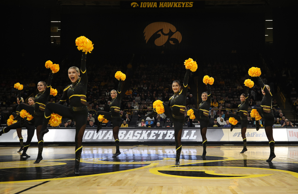 The Iowa Dance Team performs at halftime of the Iowa Hawkeyes game against the Nebraska Cornhuskers Thursday, January 3, 2019 at Carver-Hawkeye Arena. (Brian Ray/hawkeyesports.com)