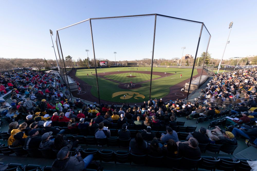 The Iowa Hawkeyes against the Nebraska Cornhuskers on Military Appreciation Night Friday, April 19, 2019 at Duane Banks Field. (Brian Ray/hawkeyesports.com)