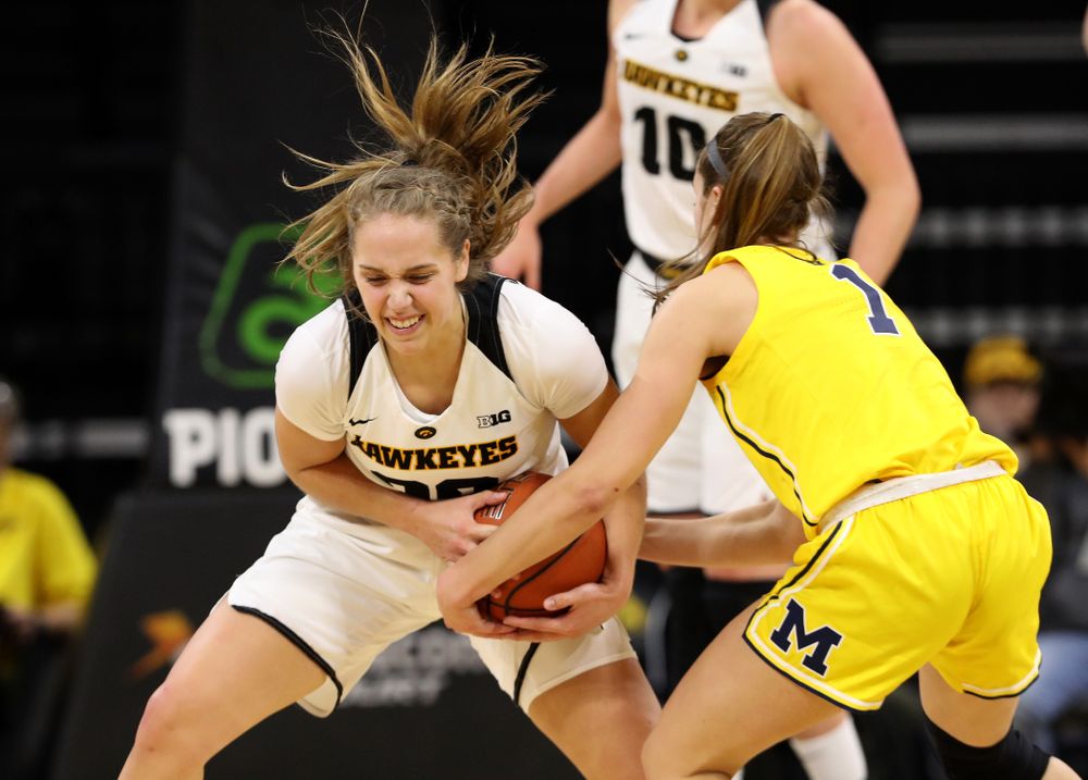 Iowa Hawkeyes guard Kathleen Doyle (22) against the Michigan Wolverines Thursday, January 17, 2019 at Carver-Hawkeye Arena. (Brian Ray/hawkeyesports.com)