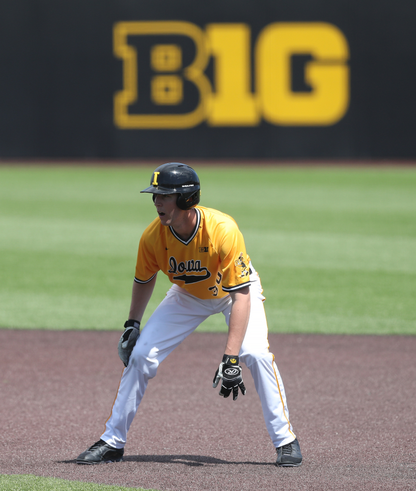 Iowa Hawkeyes Connor McCaffery (30) against the Nebraska Cornhuskers Sunday, April 21, 2019 at Duane Banks Field. (Brian Ray/hawkeyesports.com)