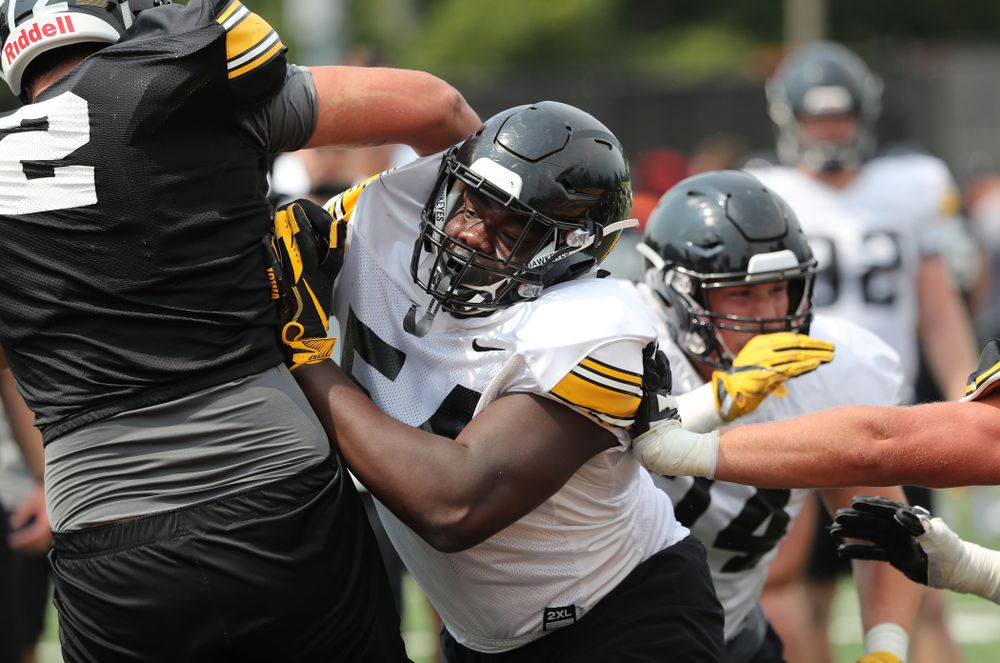 Iowa Hawkeyes defensive tackle Daviyon Nixon (54) during the third practice of fall camp Sunday, August 5, 2018 at the Kenyon Football Practice Facility. (Brian Ray/hawkeyesports.com)
