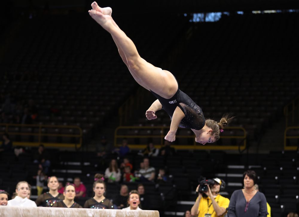 Iowa's Mackenzie Vance competes on the beam during their meet against the Minnesota Golden Gophers Saturday, January 19, 2019 at Carver-Hawkeye Arena. (Brian Ray/hawkeyesports.com)