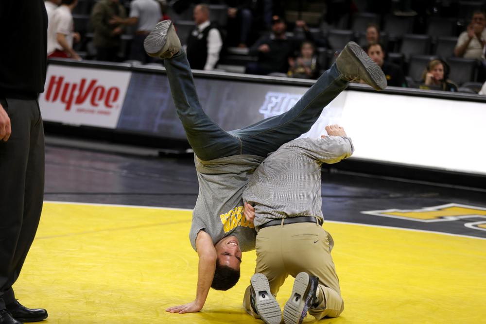Iowa senior Perez Perez during senior night following their meet against the Indiana Hoosiers Friday, February 15, 2019 at Carver-Hawkeye Arena. (Brian Ray/hawkeyesports.com)