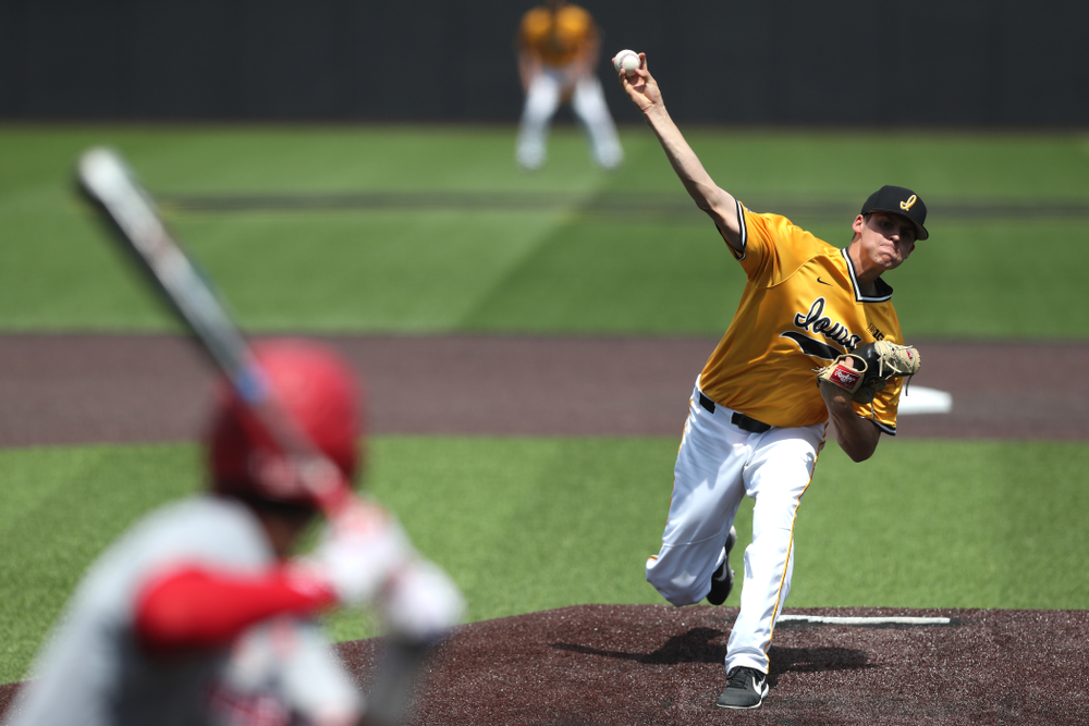 Iowa Hawkeyes Grant Judkins (7) against the Nebraska Cornhuskers Sunday, April 21, 2019 at Duane Banks Field. (Brian Ray/hawkeyesports.com)