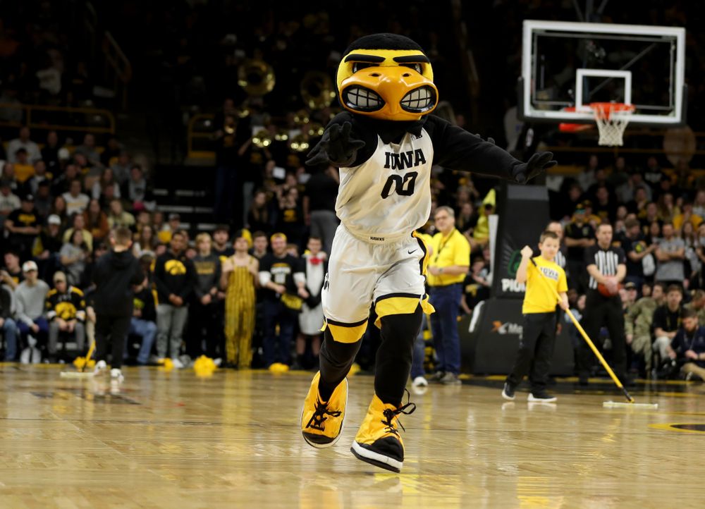 Herky The Hawk against Penn State Saturday, February 29, 2020 at Carver-Hawkeye Arena. (Brian Ray/hawkeyesports.com)