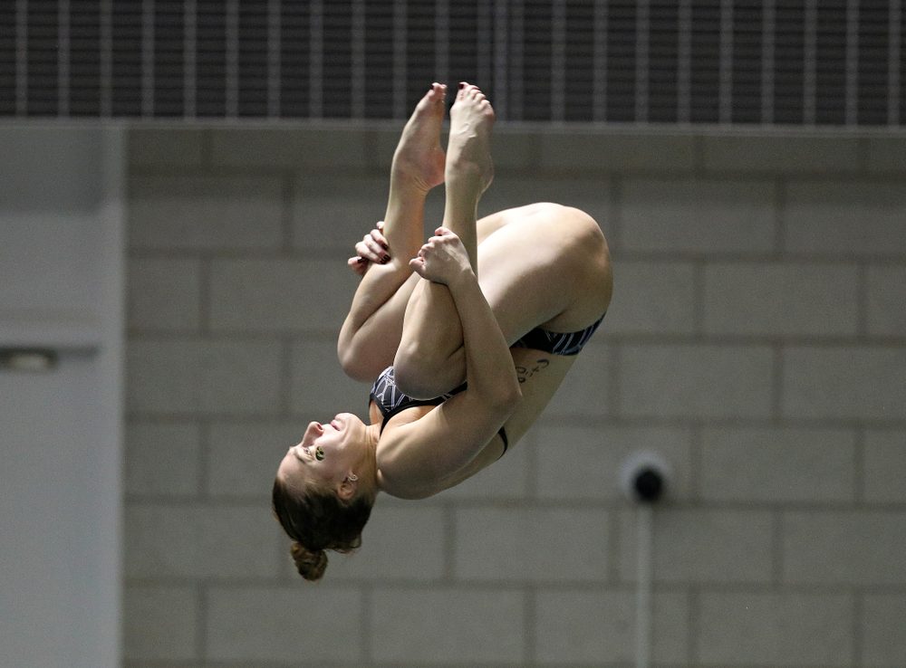 Iowa’s Samantha Tamborski competes in the women’s 3 meter diving final event during the 2020 Women’s Big Ten Swimming and Diving Championships at the Campus Recreation and Wellness Center in Iowa City on Friday, February 21, 2020. (Stephen Mally/hawkeyesports.com)