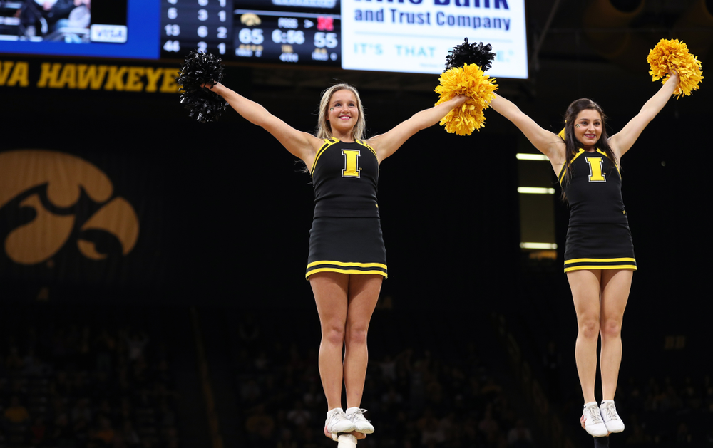 The Iowa Cheerleaders against the Nebraska Cornhuskers Thursday, January 3, 2019 at Carver-Hawkeye Arena. (Brian Ray/hawkeyesports.com)
