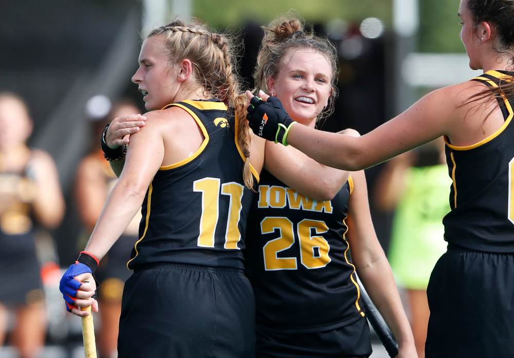 Iowa Hawkeyes Katie Birch (11) and Maddy Murphy (26) against Dartmouth Friday, August 31, 2018 at Grant Field. (Brian Ray/hawkeyesports.com)