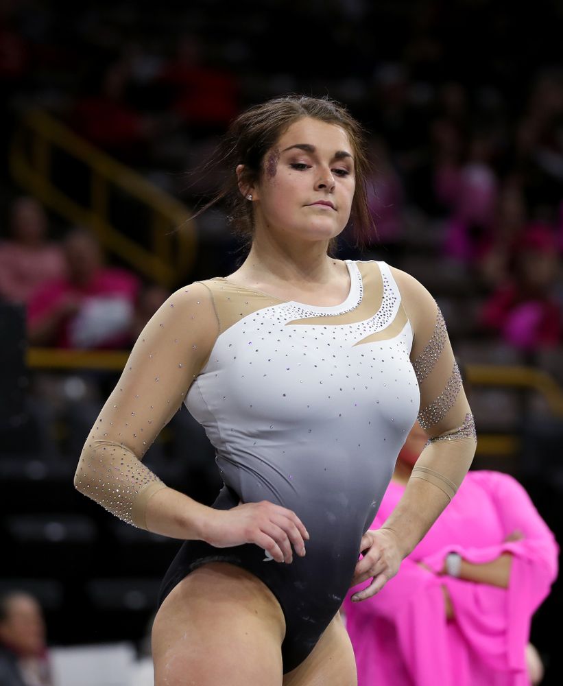 IowaÕs Erin Castle competes on the floor against Ball State and Air Force Saturday, January 11, 2020 at Carver-Hawkeye Arena. (Brian Ray/hawkeyesports.com)