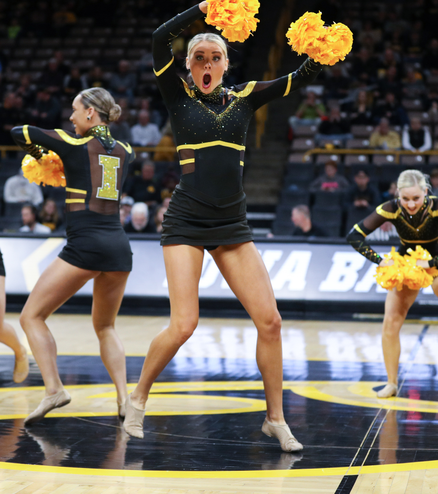 The Iowa Dance Team performs at halftime of the Iowa Hawkeyes game against North Florida Thursday, November 21, 2019 at Carver-Hawkeye Arena. (Brian Ray/hawkeyesports.com)