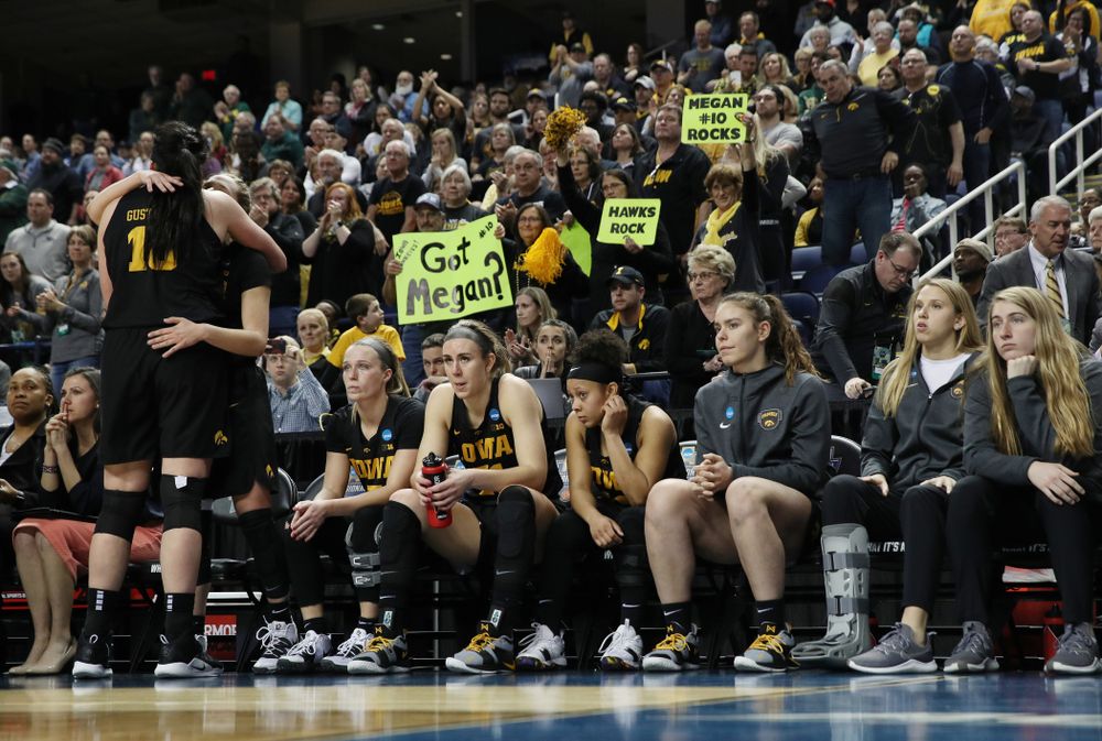 Iowa Hawkeyes forward Megan Gustafson (10) in the regional final against the Baylor Lady Bears in the 2019 NCAA Women's College Basketball Tournament Monday, April 1, 2019 at Greensboro Coliseum in Greensboro, NC.(Brian Ray/hawkeyesports.com)