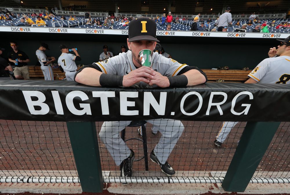 Iowa Hawkeyes Chris Whelan (28) against the Indiana Hoosiers in the first round of the Big Ten Baseball Tournament Wednesday, May 22, 2019 at TD Ameritrade Park in Omaha, Neb. (Brian Ray/hawkeyesports.com)