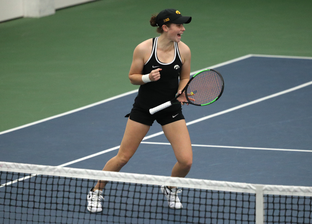 Iowa's Elise Van Heuvelen Treadwell during a doubles match against North Texas Sunday, January 20, 2019 at the Hawkeye Tennis and Recreation Center. (Brian Ray/hawkeyesports.com)
