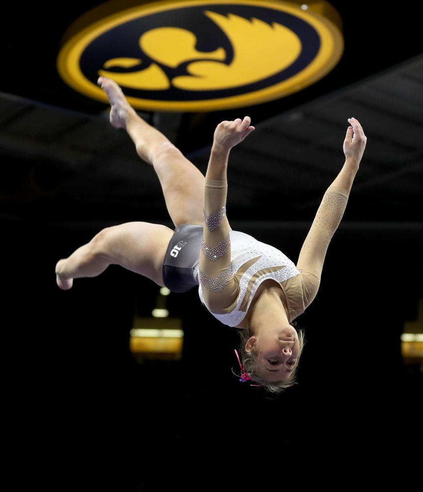 IowaÕs Alex Greenwald competes on the beam against Ball State and Air Force Saturday, January 11, 2020 at Carver-Hawkeye Arena. (Brian Ray/hawkeyesports.com)