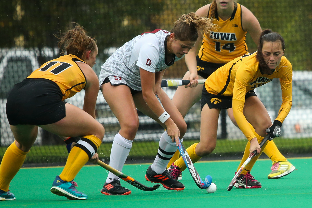 Iowa Hawkeyes defender Isabella Brown (10) defends during a game against Stanford at Grant Field on October 7, 2018. (Tork Mason/hawkeyesports.com)
