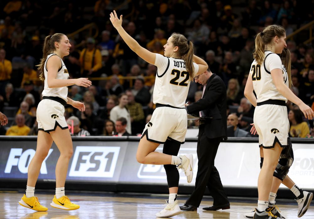 Iowa Hawkeyes guard Kathleen Doyle (22) against Penn State Saturday, February 22, 2020 at Carver-Hawkeye Arena. (Brian Ray/hawkeyesports.com)