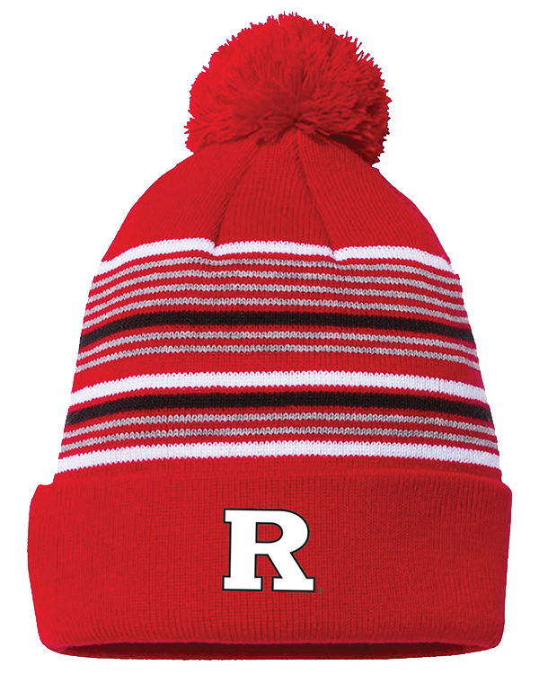 Rutgers Scarlet Knights Knit Strip Pom Hat Rutgers Apparel