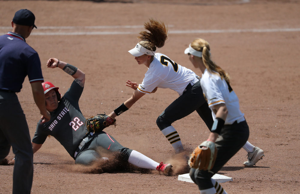 Iowa Hawkeyes Aralee Bogar (2) against the Ohio State Buckeyes on senior day Sunday, May 5, 2019 at Pearl Field. (Brian Ray/hawkeyesports.com)