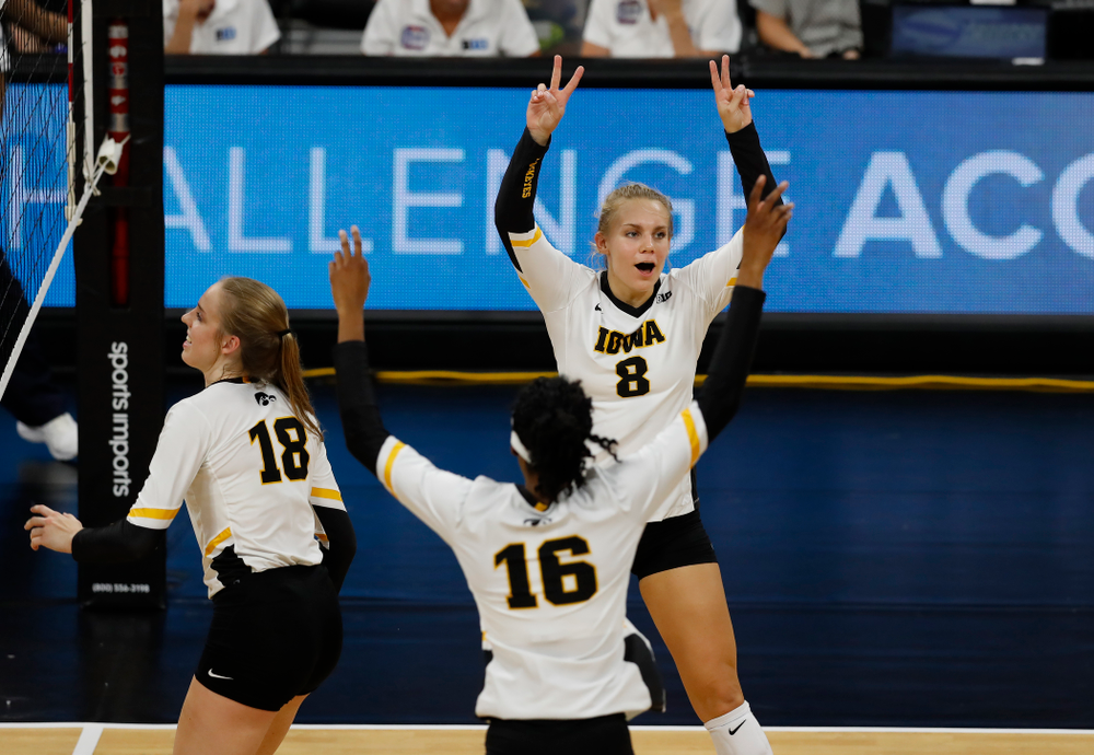 Iowa Hawkeyes right side hitter Reghan Coyle (8) against Eastern Illinois Sunday, September 9, 2018 at Carver-Hawkeye Arena. (Brian Ray/hawkeyesports.com)