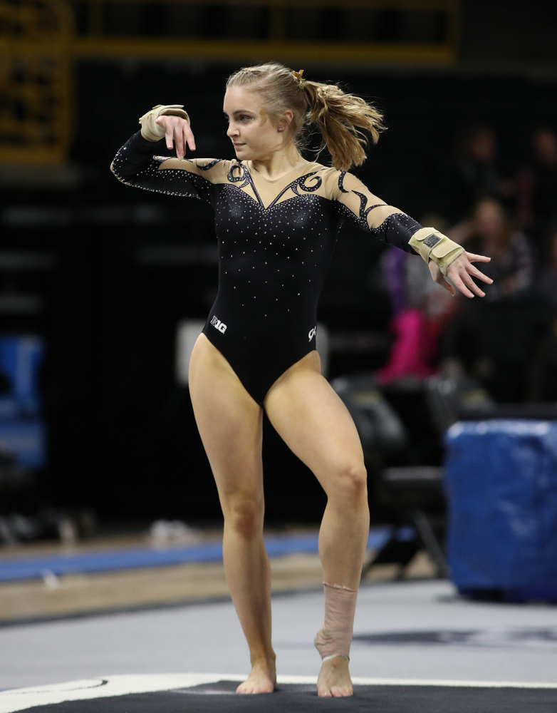 Iowa's Lauren Guerin competes on the floor during their meet against Southeast Missouri State Friday, January 11, 2019 at Carver-Hawkeye Arena. (Brian Ray/hawkeyesports.com)