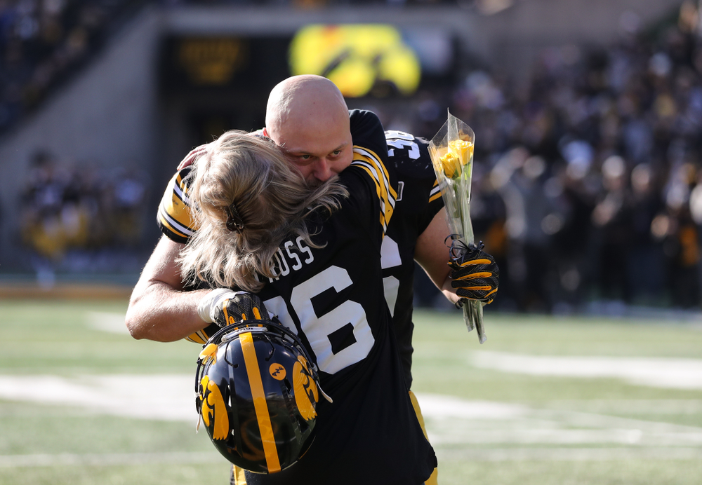 Iowa Hawkeyes fullback Brady Ross (36) during Senior Day festivities before their game against the Illinois Fighting Illini Saturday, November 23, 2019 at Kinnick Stadium. (Brian Ray/hawkeyesports.com)