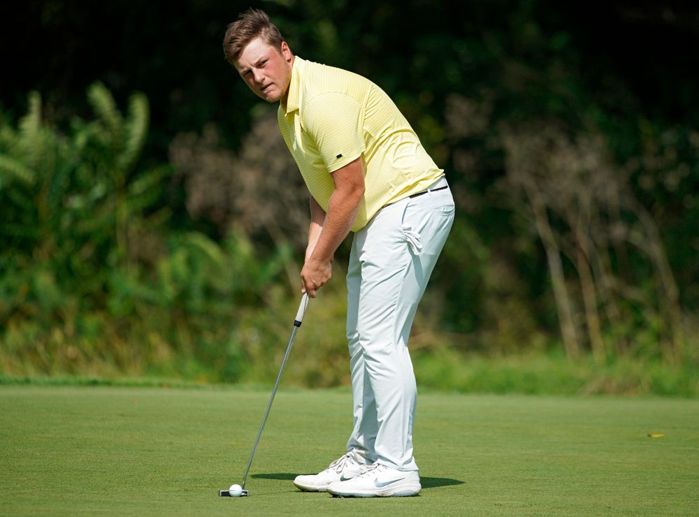 Iowa’s Alex Schaake putts during the third day of the Golfweek Conference Challenge at the Cedar Rapids Country Club in Cedar Rapids on Tuesday, Sep 17, 2019. (Stephen Mally/hawkeyesports.com)