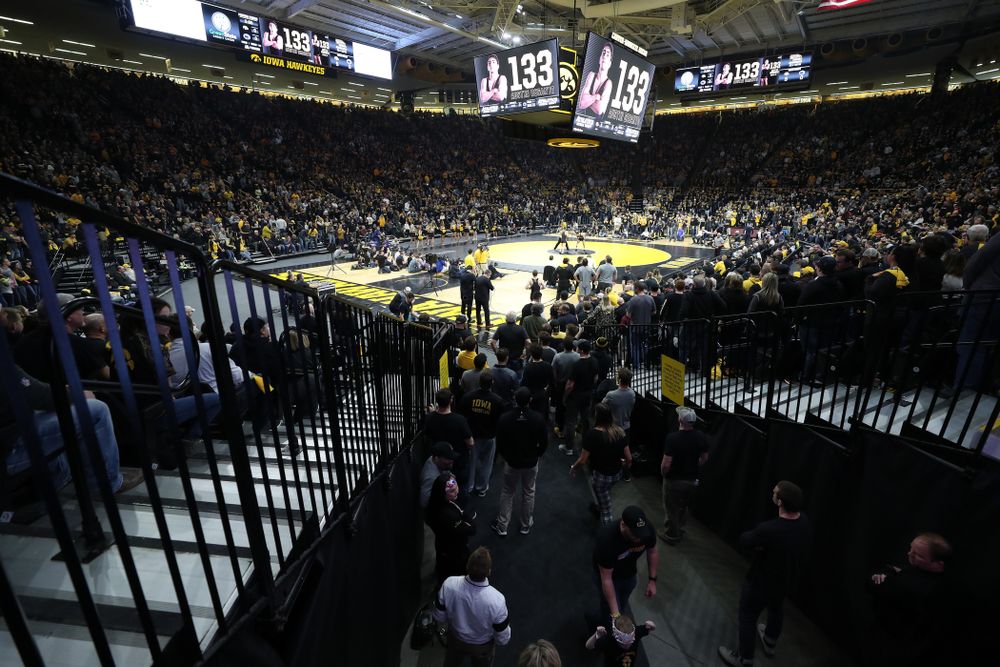 The Iowa Hawkeyes against Penn State Friday, January 31, 2020 at Carver-Hawkeye Arena. Warner won the match 4-2. (Brian Ray/hawkeyesports.com)