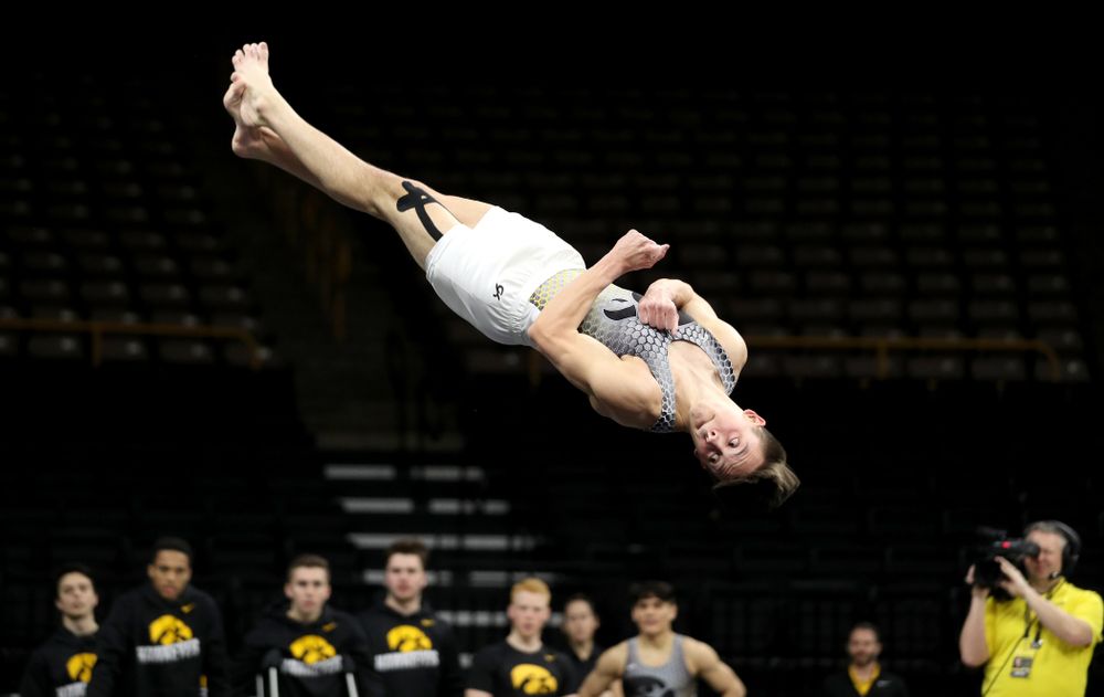Iowa’s Kulani Taylor competes on the floor against Illinois Sunday, March 1, 2020 at Carver-Hawkeye Arena. (Brian Ray/hawkeyesports.com)