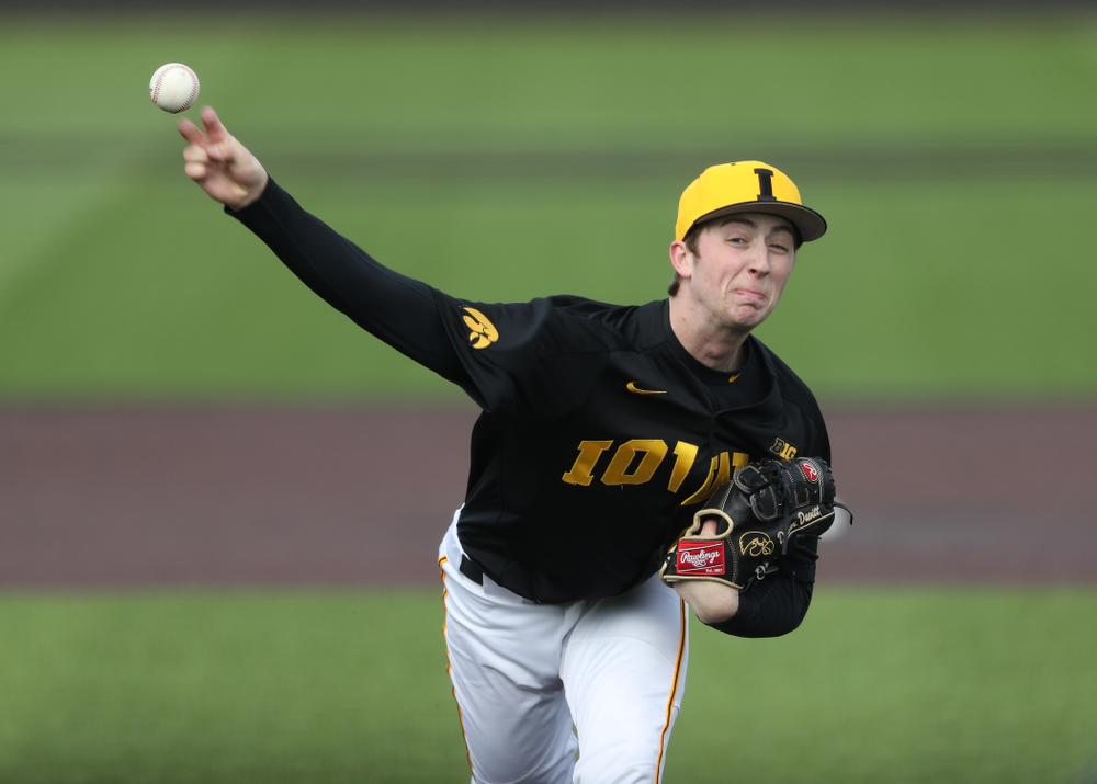 Iowa Hawkeyes Duncan Davitt (44) against California State Northridge Sunday, March 17, 2019 at Duane Banks Field. (Brian Ray/hawkeyesports.com)