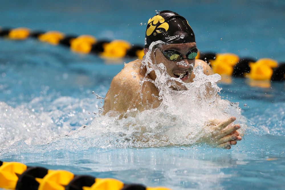 Iowa's Daniel Swanepoel competes in the 100-yard breaststroke during the third day of the Hawkeye Invitational at the Campus Recreation and Wellness Center on November 16, 2018. (Tork Mason/hawkeyesports.com)