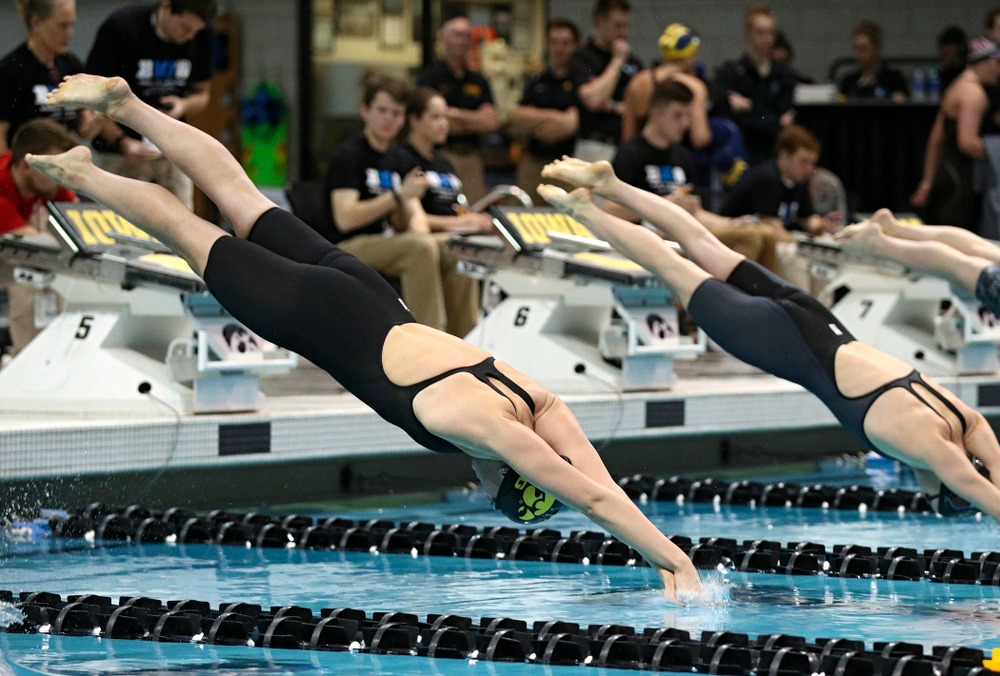 Iowa’s Hannah Burvill swims the women’s 100 yard freestyle consolation final event during the 2020 Women’s Big Ten Swimming and Diving Championships at the Campus Recreation and Wellness Center in Iowa City on Saturday, February 22, 2020. (Stephen Mally/hawkeyesports.com)