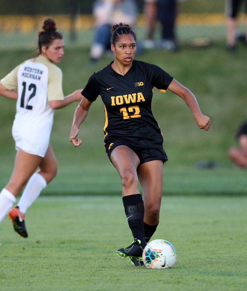 Iowa Hawkeyes forward Olivia Fiegel (12) against Western Michigan Thursday, August 22, 2019 at the Iowa Soccer Complex. (Brian Ray/hawkeyesports.com)