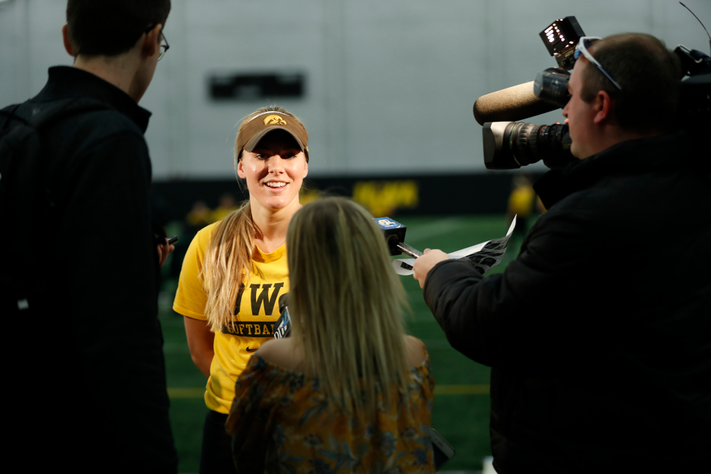 Iowa's Allie Wood answers questions during the team's annual media day Tuesday, January 30, 2018 at the Hawkeye Tennis and Recreation Complex. (Brian Ray/hawkeyesports.com)