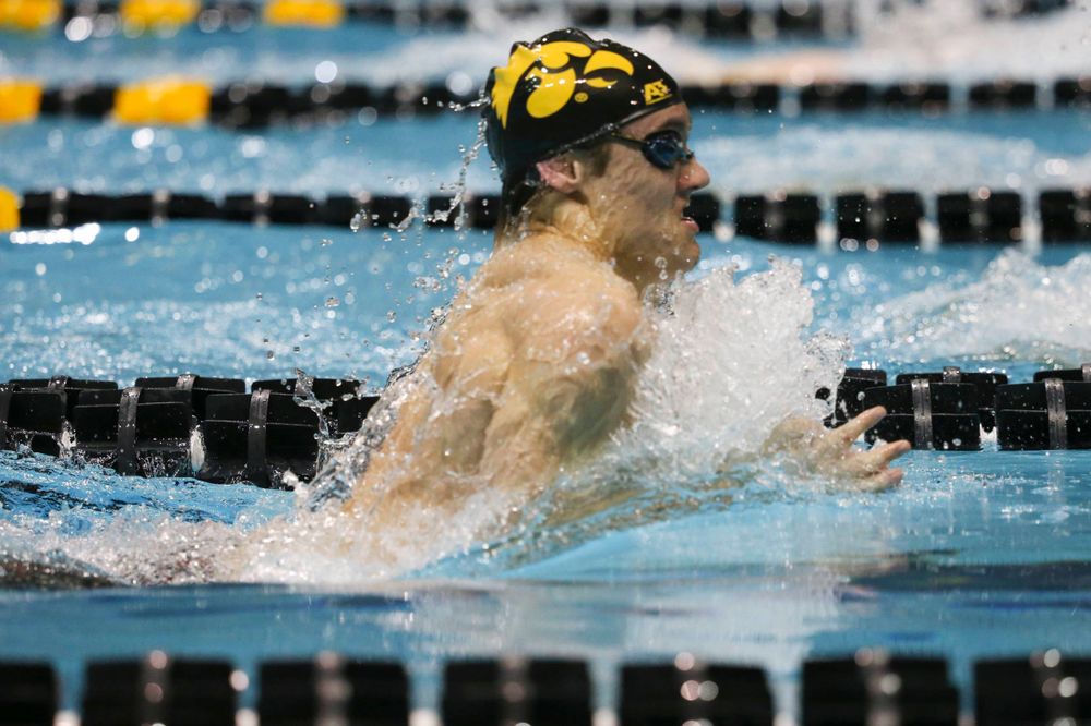 Iowa's Daniel Swanepoel at the 200-yard breaststroke race Saturday, March 2, 2019 at the Campus Recreation and Wellness Center. (Lily Smith/hawkeyesports.com)