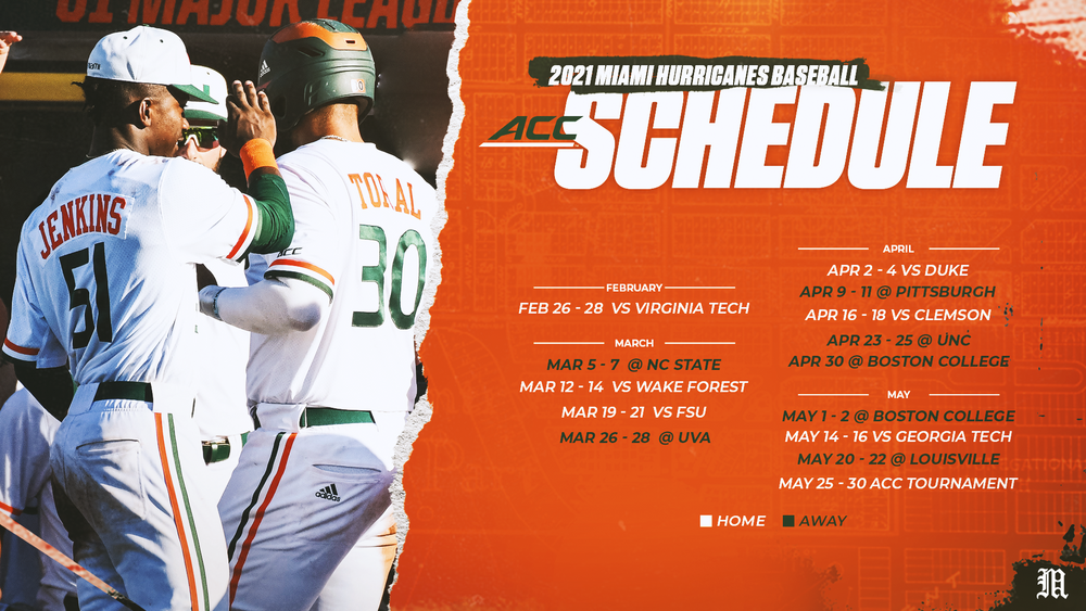 Baseball Announces 2021 ACC Schedule University Of Miami Athletics