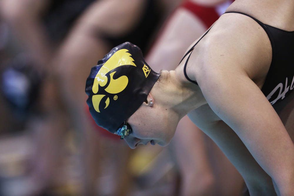 Iowa's Hannah Burvill swims the 200 yard freestyle during a double dual against Wisconsin and Northwestern Saturday, January 19, 2019 at the Campus Recreation and Wellness Center. (Brian Ray/hawkeyesports.com)
