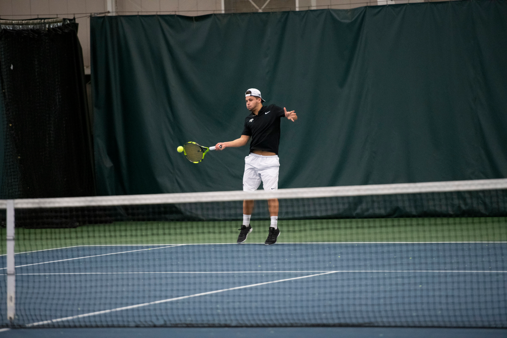 The Iowa men's tennis team competes against Cornell in The Rise Tennis Center in Ithaca, NY on Sunday, Feb. 24, 2019.