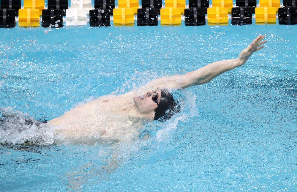 Iowa's Kenneth Mende competes in the 200-yard backstroke during the 2019 Big Ten Men's Swimming and Diving Championships Saturday, March 2, 2019 at the Campus Wellness and Recreation Center. (Brian Ray/hawkeyesports.com)