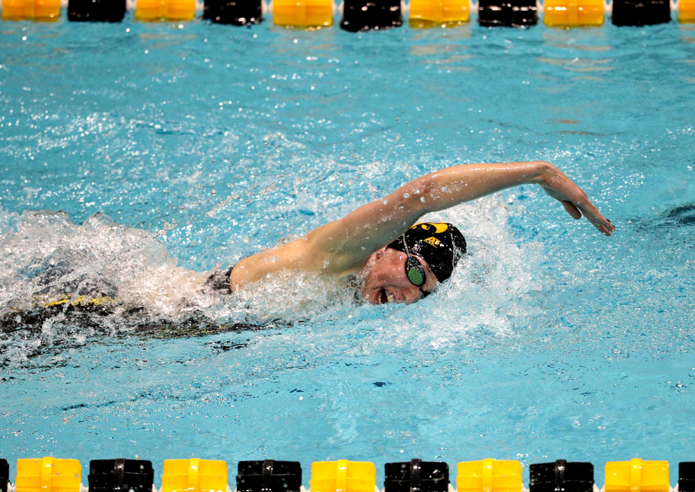 Iowa's Allyssa Fluit swims the 100-yard freestyle against the Iowa State Cyclones in the Iowa Corn Cy-Hawk Series Friday, December 7, 2018 at at the Campus Recreation and Wellness Center. (Brian Ray/hawkeyesports.com)