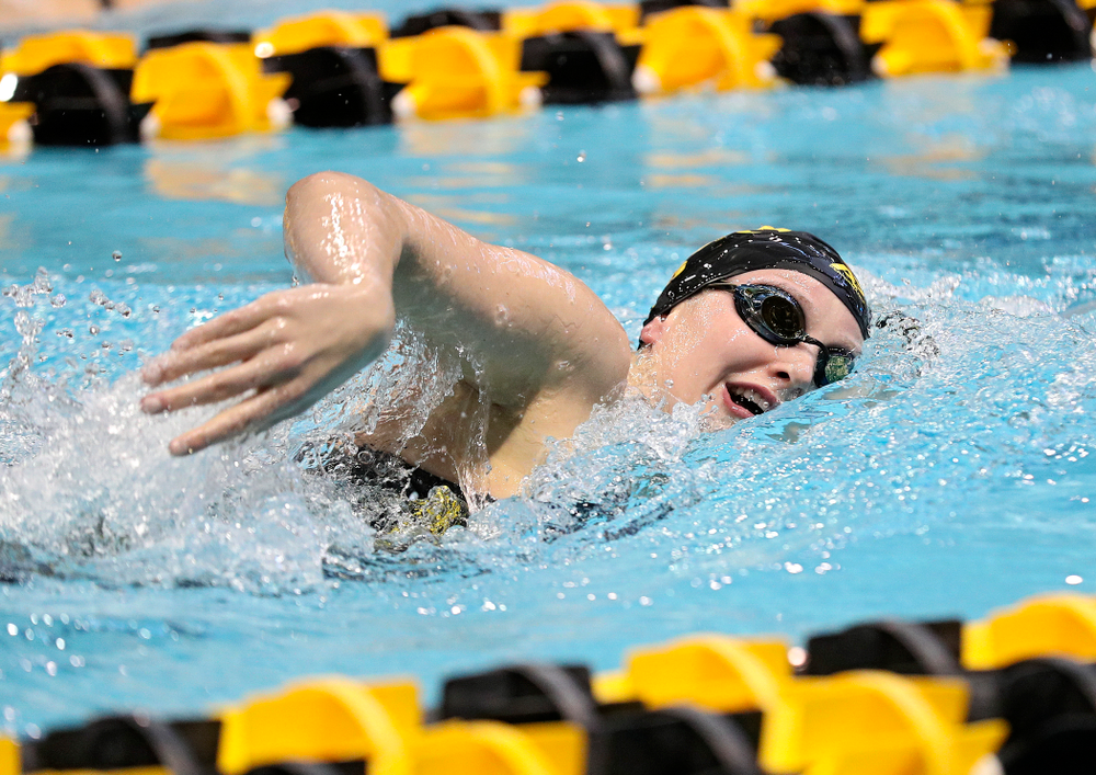 Iowa’s Taylor Hartley swims the women’s 1650 yard freestyle event during the 2020 Women’s Big Ten Swimming and Diving Championships at the Campus Recreation and Wellness Center in Iowa City on Saturday, February 22, 2020. (Stephen Mally/hawkeyesports.com)