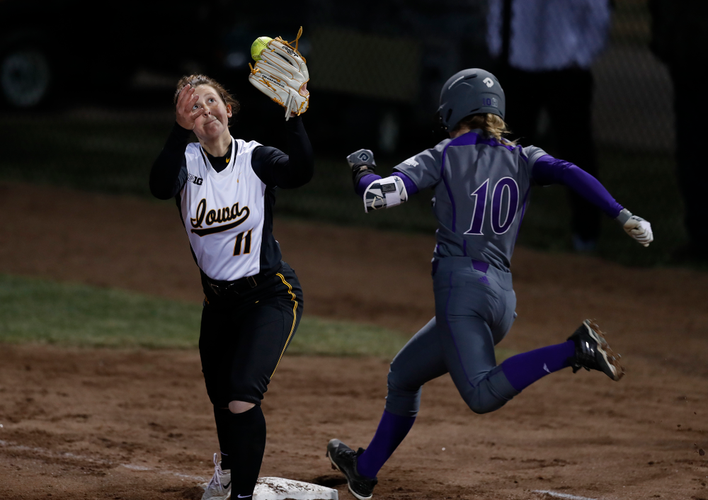 Iowa Hawkeyes starting pitcher/relief pitcher Mallory Kilian (11) against Western Illinois Tuesday, April 17, 2018 at Bob Pearl Field. (Brian Ray/hawkeyesports.com)
