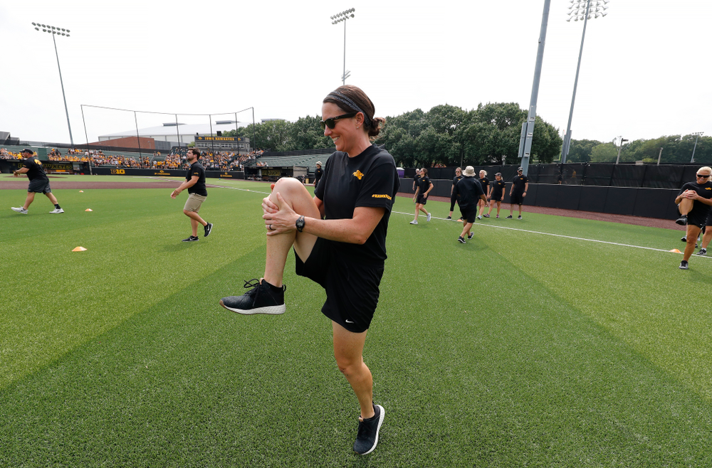 Women's Basketball Director of Player Development Abby Stamp during the Iowa Student Athlete Kickoff Kickball game Sunday, August 19, 2018 at Duane Banks Field. (Brian Ray/hawkeyesports.com)