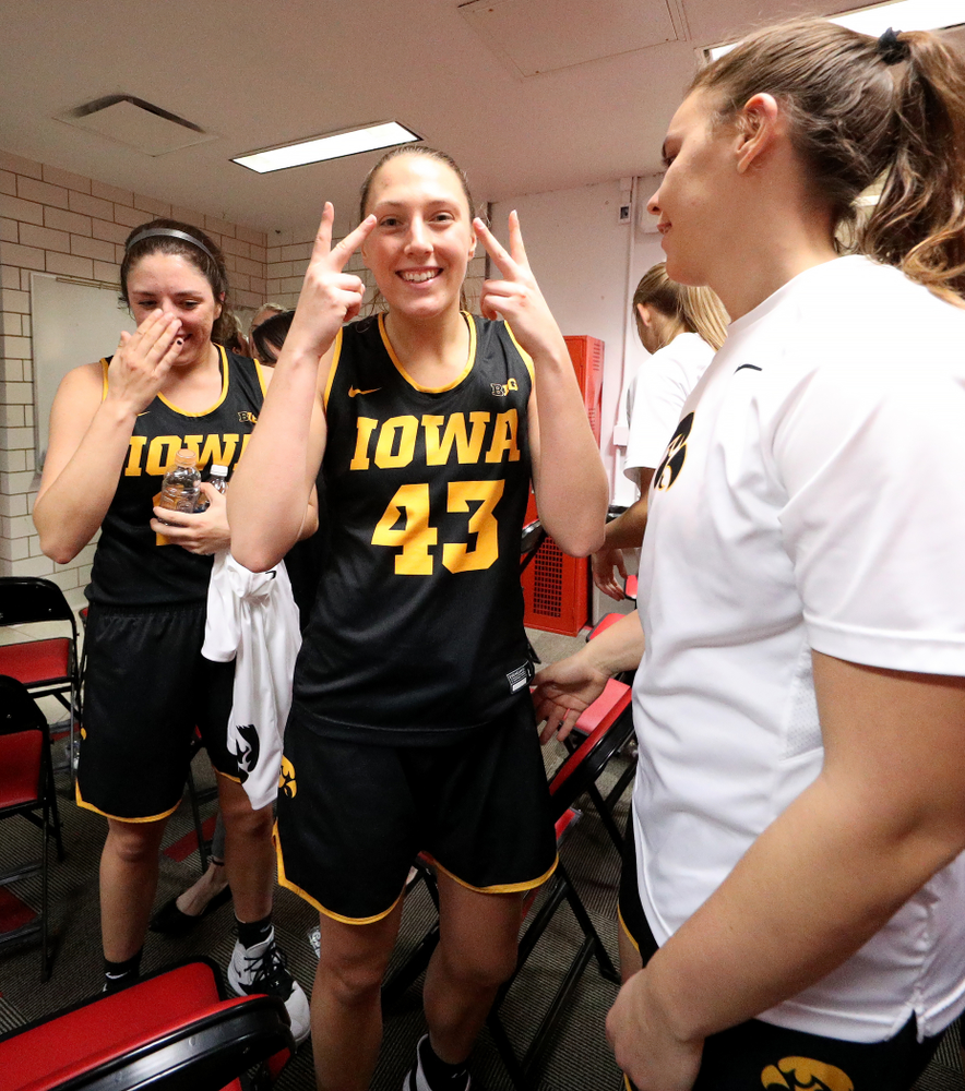 Iowa Hawkeyes forward Amanda Ollinger (43) against the Iowa State Cyclones Wednesday, December 11, 2019 at Hilton Coliseum in Ames, Iowa(Brian Ray/hawkeyesports.com)