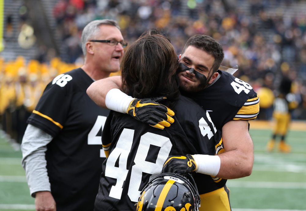 Iowa Hawkeyes linebacker Jack Hockaday (48) during senior day activities before their game against the Nebraska Cornhuskers Friday, November 23, 2018 at Kinnick Stadium. (Brian Ray/hawkeyesports.com)