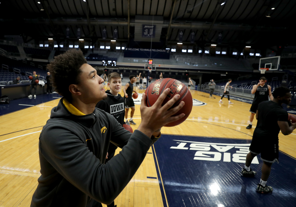 Iowa Hawkeyes forward Cordell Pemsl (35) during practice at Hinkle Fieldhouse Wednesday, March 11, 2020 in Indianapolis. (Brian Ray/hawkeyesports.com)