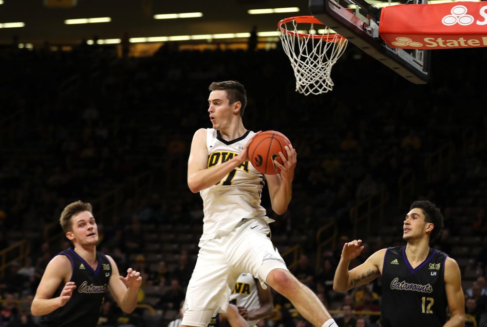 Iowa Hawkeyes forward Nicholas Baer (51) against the Western Carolina Catamounts Tuesday, December 18, 2018 at Carver-Hawkeye Arena. (Brian Ray/hawkeyesports.com)
